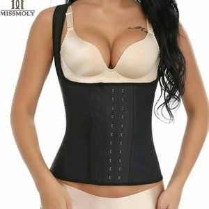 Steel boned vest corset latex waist trainer